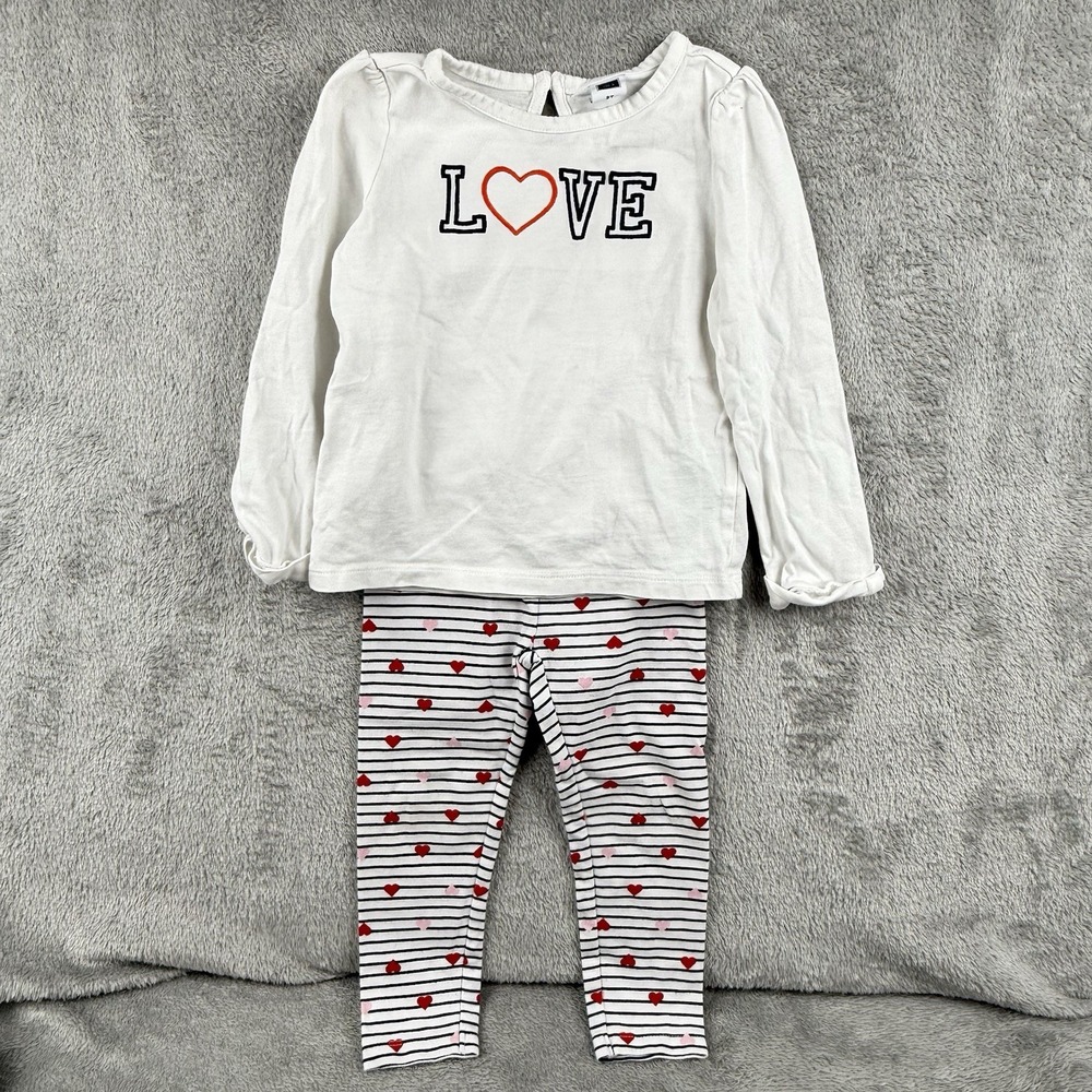 Janie and Jack Valentine's Day Outfit Size 2T Shirt Pants‎ Hearts Coquette Cute